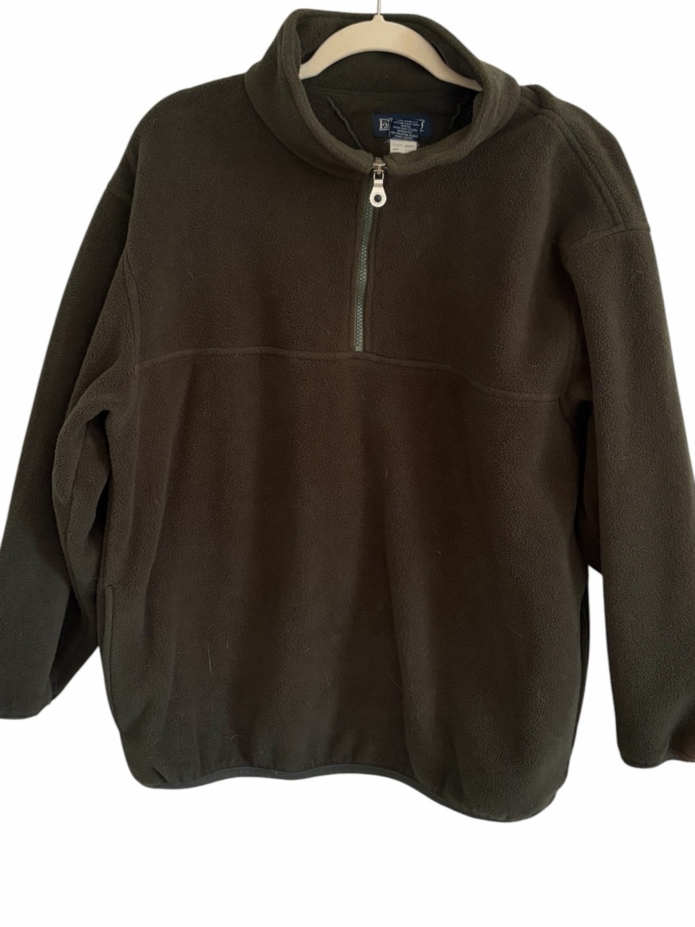 L.L. Bean Olive Green Quarter-Zip Fleece Pullover